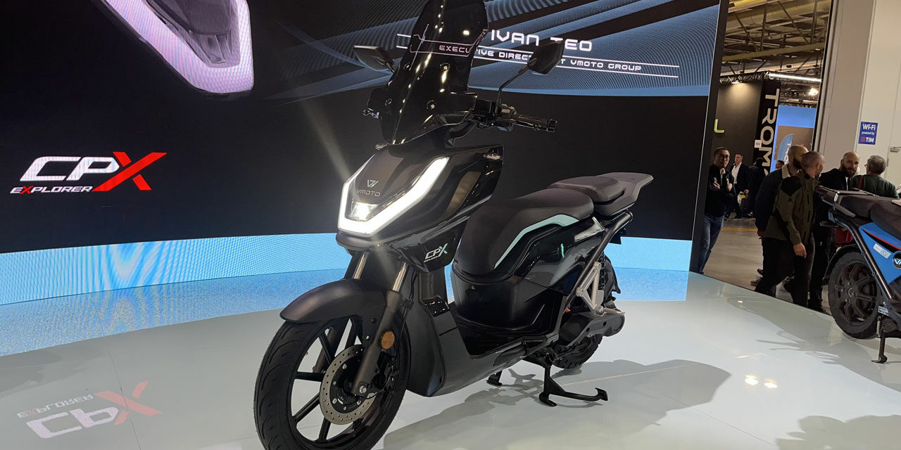 EICMA 2023 : Nouveau scooter électrique Vmoto CPx Explorer